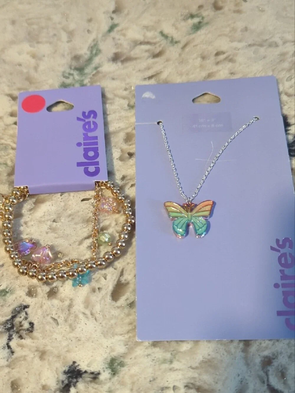claire's Kids Rainbow Butterfly Necklace  And Bracelet- Multicolor Set